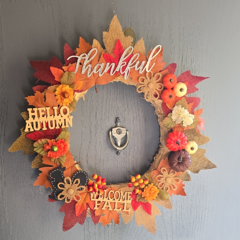 Autumn Wreath with Orange and Yellow Accents